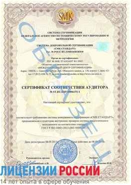 Образец сертификата соответствия аудитора №ST.RU.EXP.00006191-1 Дубна Сертификат ISO 50001
