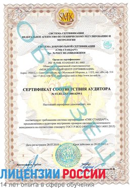 Образец сертификата соответствия аудитора №ST.RU.EXP.00014299-1 Дубна Сертификат ISO 14001